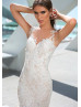 Beaded Ivory Lace Tulle Wedding Dress With Champagne Lining